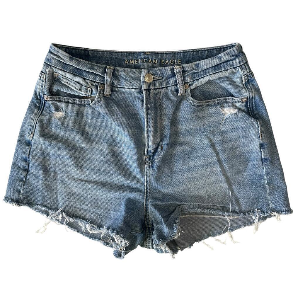 American Eagle Curvy Mom Jean Short‎ Women's 8 Blue Denim Western Festival